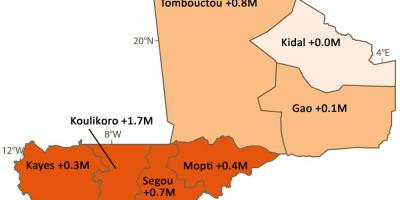 Térkép Mali népesség